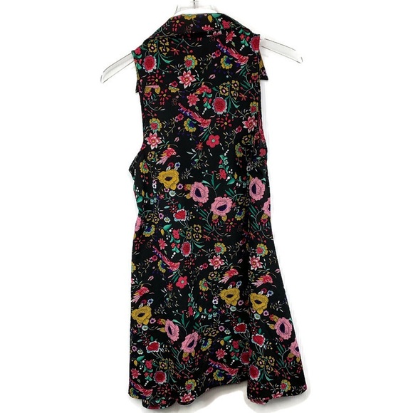Glamorous Folk Art Black Floral Shirt Dress Small - Picture 4 of 7